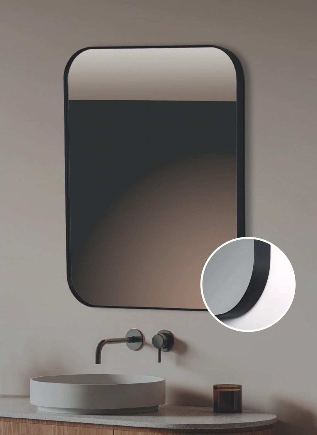 ESPEJO RECTANGULAR "ALMA 957 BLACK" CANTO PULIDO SIN LUZ