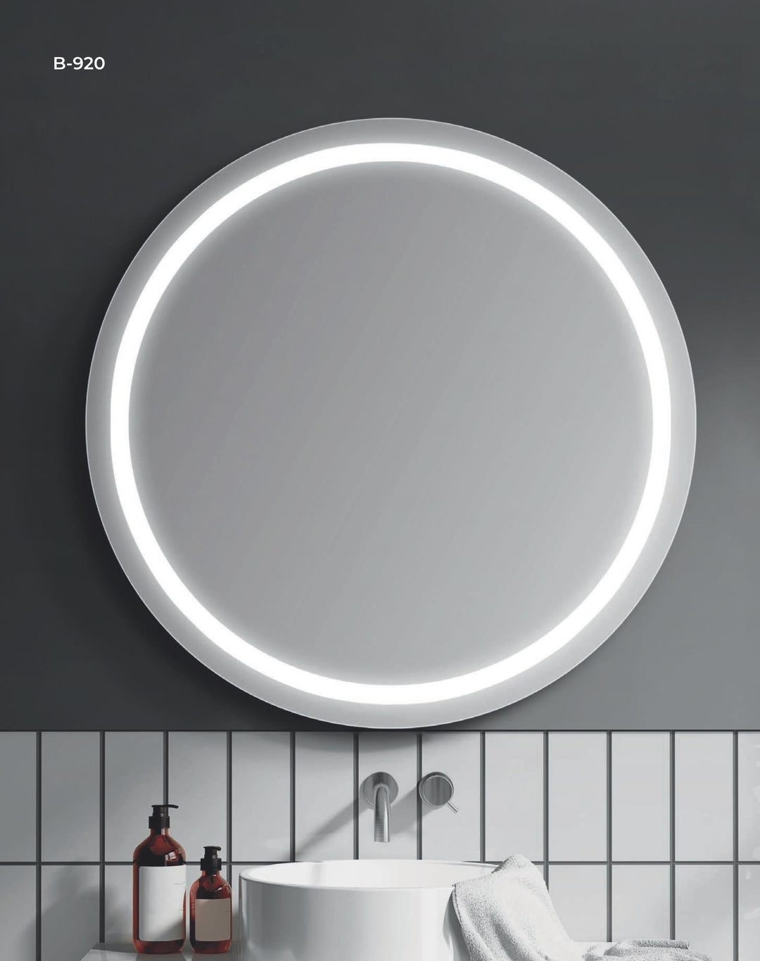 ESPEJO REDONDO "ALMA 920" CANTO PULIDO CON LUZ LED FRONTAL