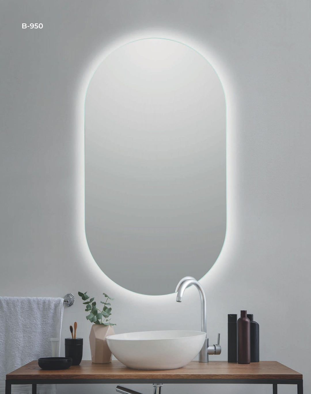 ESPEJO OVALADO "ALMA 950" CANTO PULIDO CON LED RETROILUMINADA