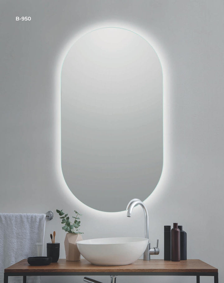 ESPEJO OVALADO "ALMA 950" CANTO PULIDO CON LED RETROILUMINADA