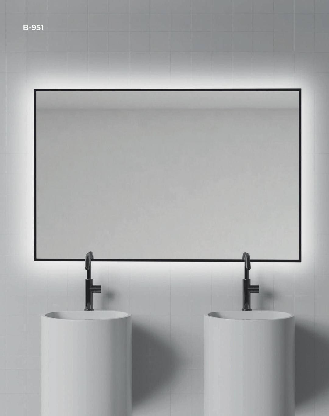 ESPEJO "ALMA 951" CANTO PULIDO CON MARCO DE ALUMINIO CON LUZ LED RETROILUMINADA PREPARADO PARA HORIZONTAL O VERTICAL