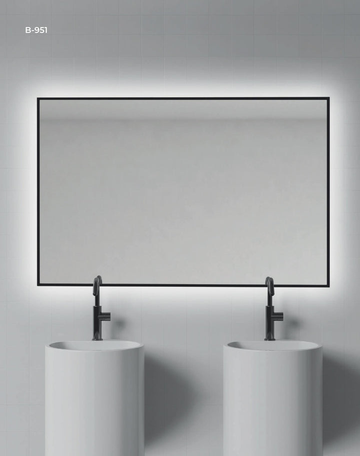 ESPEJO "ALMA 951" CANTO PULIDO CON MARCO DE ALUMINIO CON LUZ LED RETROILUMINADA PREPARADO PARA HORIZONTAL O VERTICAL
