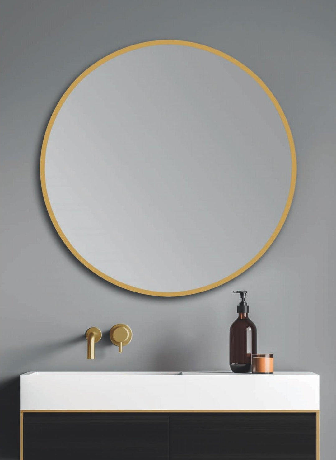 ESPEJO REDONDO "ALMA 956 GOLD" CANTO PULIDO SIN LUZ