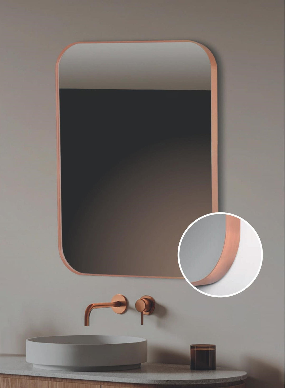 ESPEJO RECTANGULAR "ALMA 957 ROSE GOLD" CANTO PULIDO SIN LUZ
