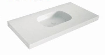 LAVABO DE CARGA MINERAL "ALMA BOX" UN SENO RECTANGULAR, Blanco mate