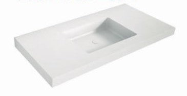 LAVABO DE CARGA MINERAL "ALMA COCKTAIL" UN SENO RECTANGULAR, Blanco mate