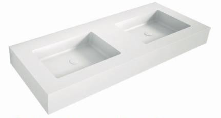 LAVABO DE CARGA MINERAL "ALMA COCKTAIL" DOS SENOS RECTANGULAR, Blanco mate