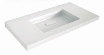 LAVABO DE CARGA MINERAL "ALMA HOLD" UN SENO RECTANGULAR, BLANCO MATE