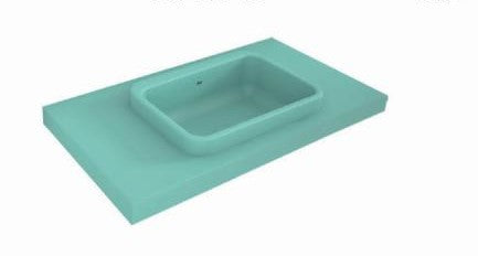LAVABO DE CARGA MINERAL "ALMA LEVA" UN SENO RECTANGULAR CON FALDON DE 5 CM, BLANCO MATE, CON REBOSADERO Y AGUJERO PARA GRIFO