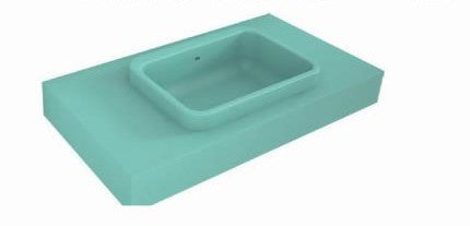 LAVABO DE CARGA MINERAL "ALMA LEVA" UN SENO RECTANGULAR CON FALDON DE 12 CM, BLANCO MATE, CON REBOSADERO Y AGUJERO PARA GRIFO